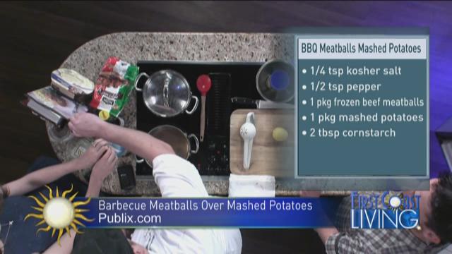 FCL Publix Recipes: Barbecue Meatballs Over Mashed Potatoes